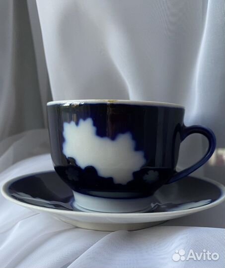 Чайная пара СССР фарфор Бронницы Барановка