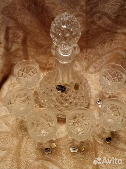 Набор графин и фужеры из чешского хрусталя