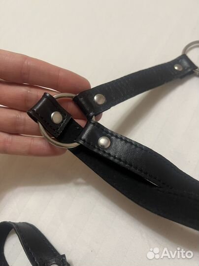 Кожаный эротический костюм, портупея + бикини