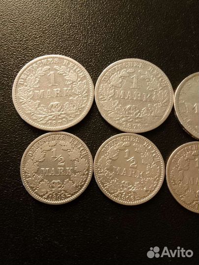 Монеты Германии серебро марка 1875 - 1926