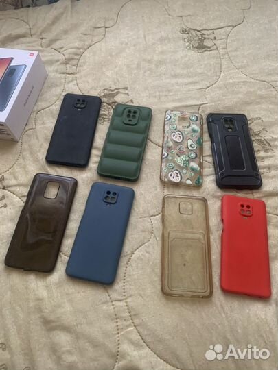 Оригинальный коробка На Редми нот 9s,и чехлы 8шт