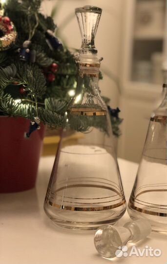 Графин и рюмки СССР кобальтовое стекло и обычное