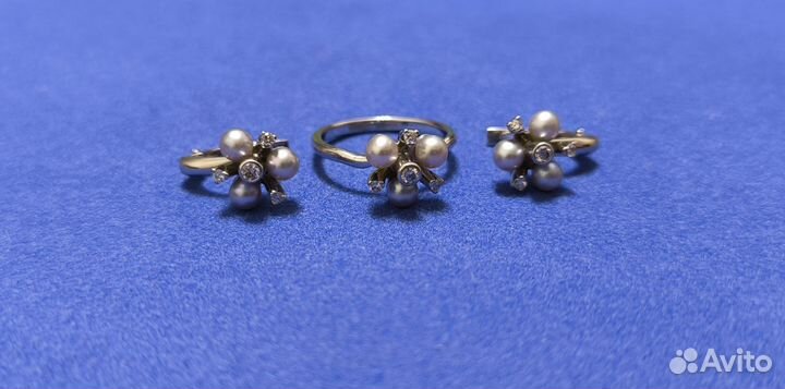 Серьги белое золото с бриллиантами