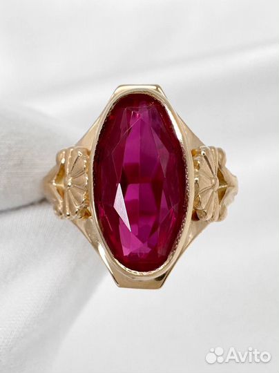 Золотое кольцо СССР рубин корунд 583 / 6.35 гр