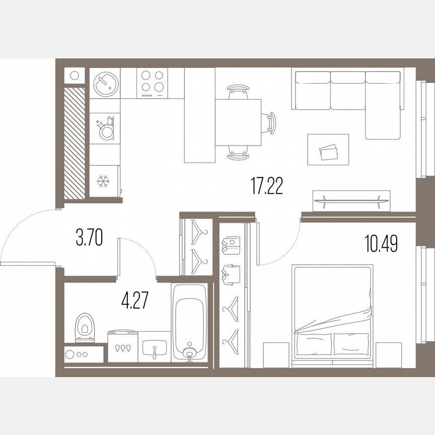1-к. квартира, 35,7 м², 10/10 эт.