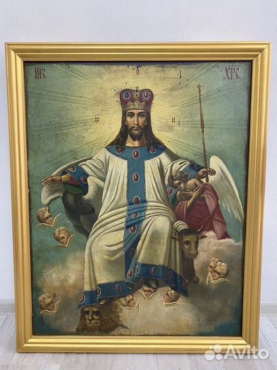 Икона 19 век Спас на престоле храмовая Царь славы