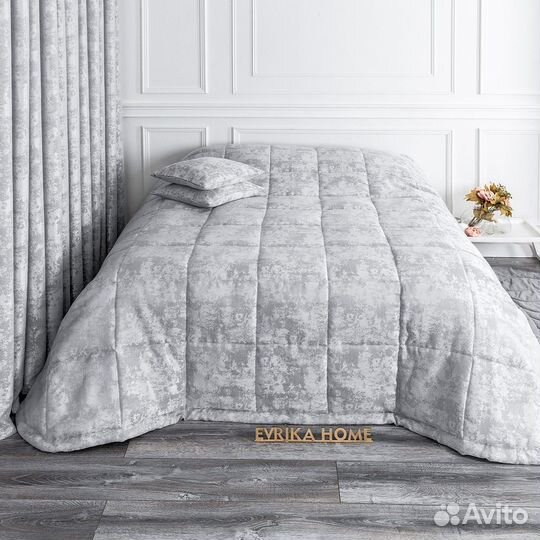 Покрывало зарина стальной новое плед на кровать