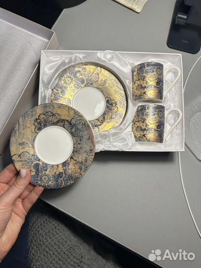 Набор кофейный фарфоровый 2 чашки и 2 блюдца