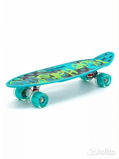 Скейтборд с ручкой светящийся abec-7 дека 60 см О