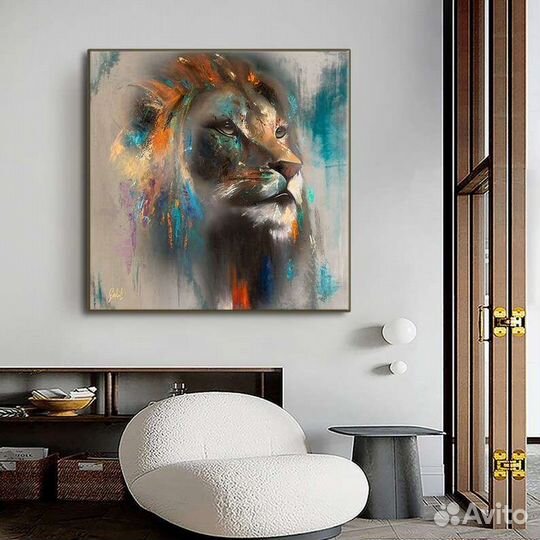 Картина маслом на холсте со львом