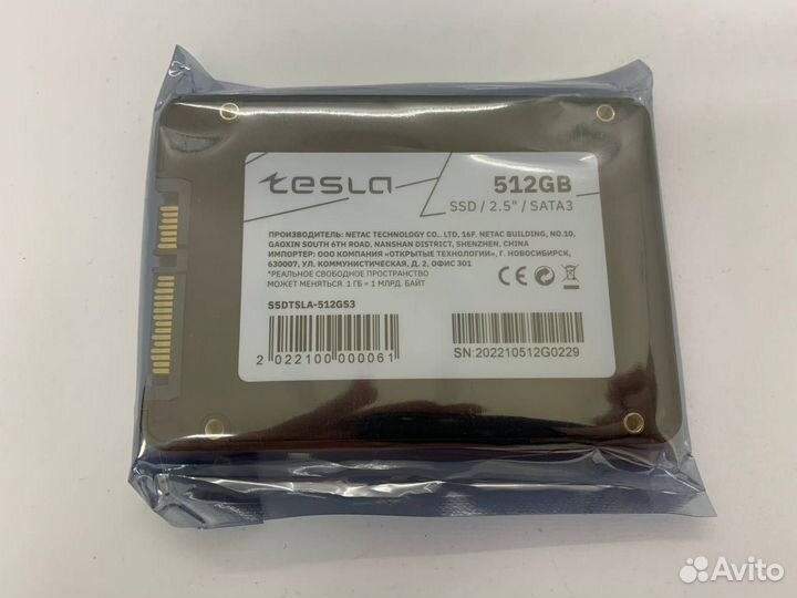 Новый 512gb SSD накопитель tesla 2.5