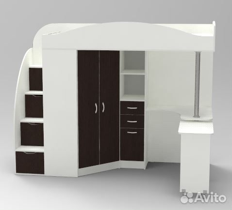 Кровать Теремок-1 Гранд белый/венге