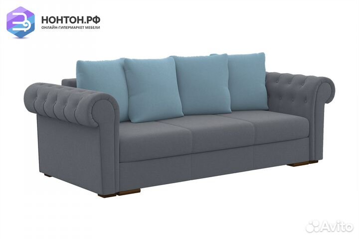 Диван шагающая еврокнижка Вега-44 голубой / серый