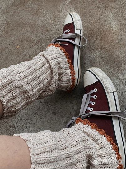 Вязаные короткие гетры «Ракушки»