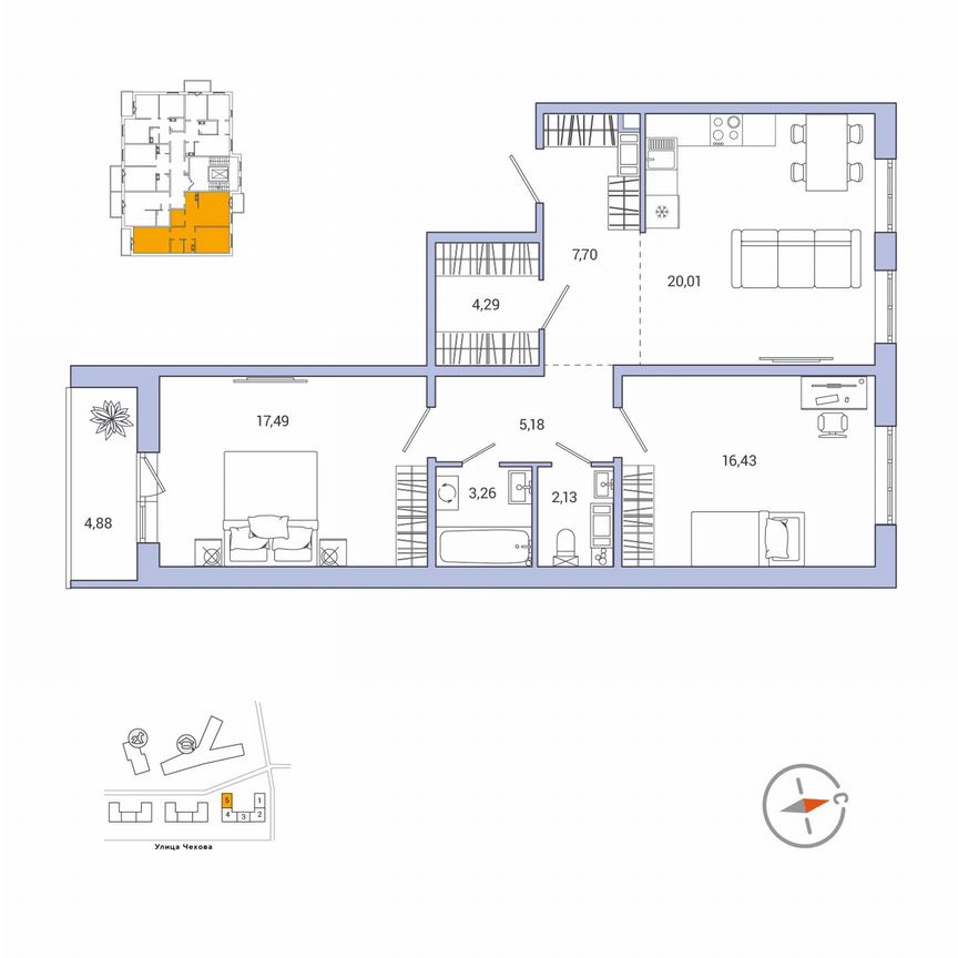 2-к. квартира, 78,6 м², 3/9 эт.