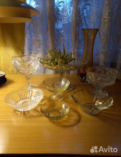 Вазы и вазочки СССР из стекла и хрусталя