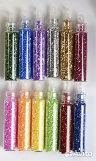 Набор глиттеров декоративных 12 шт