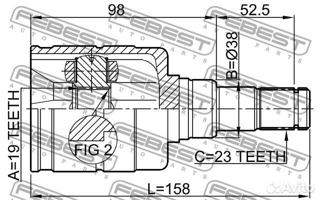 Шрус внутренний 19x38x23
