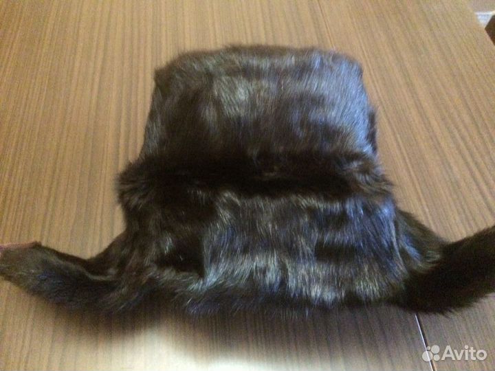 Мужская шапка-ушанка из ондатры, р.57