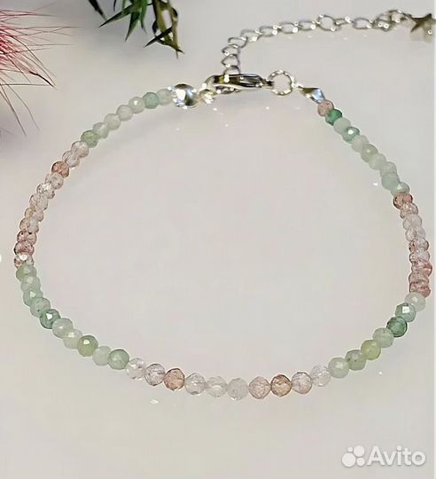 Браслет из граненых бусин Клубничного Кварца