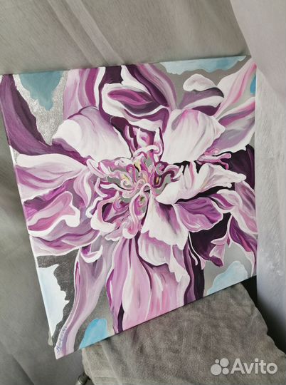 Картина акрил с серебряной поталью 