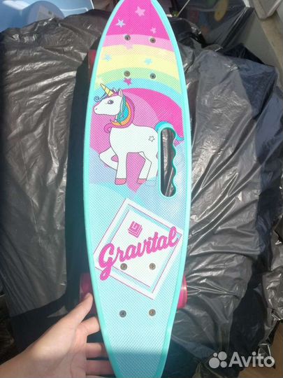 Скейтборд пениборд круизер со светящимися колёсами