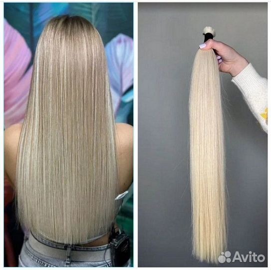 Натуральные волосы для наращивания 50 см блонд