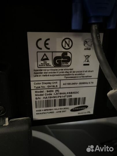 Монитор Samsung syncmaster 940n