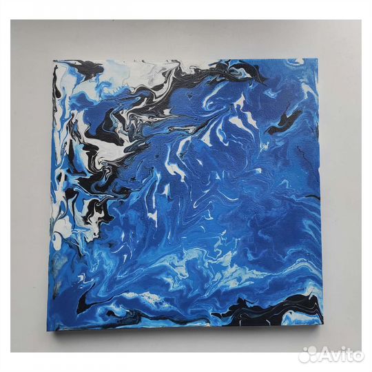 Океан флюид-арт 30*30 см ручная работа