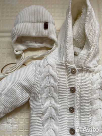 Вязаный комбинезон для новорожденного 56-62