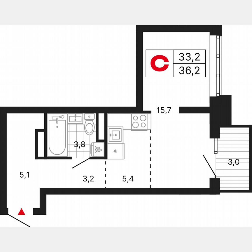 Квартира-студия, 36,2 м², 9/29 эт.