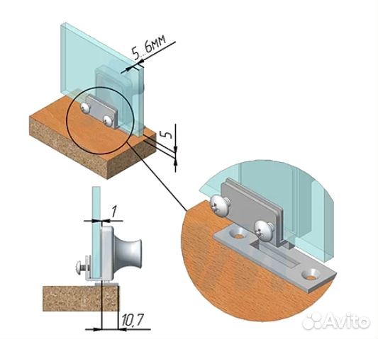 Замок-ручка для 1-ой двери, без сверления, выдвижн