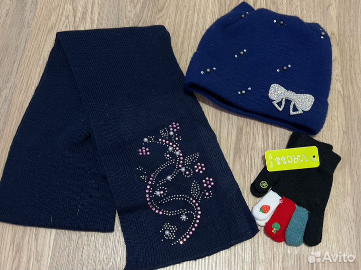 Комплект шапка, шарф, перчатки 3-5 лет осень