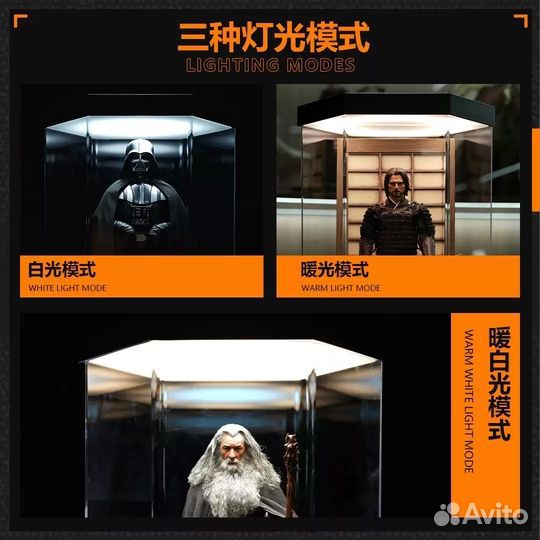 Шестиугольная витрина для Фигурок / Статуй В налич