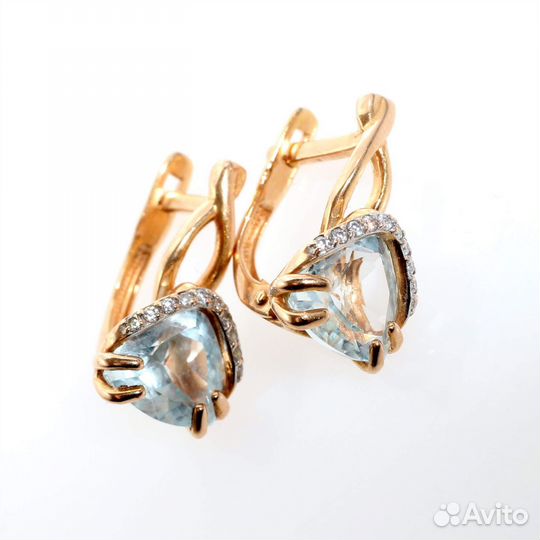 Серьги 585, топаз