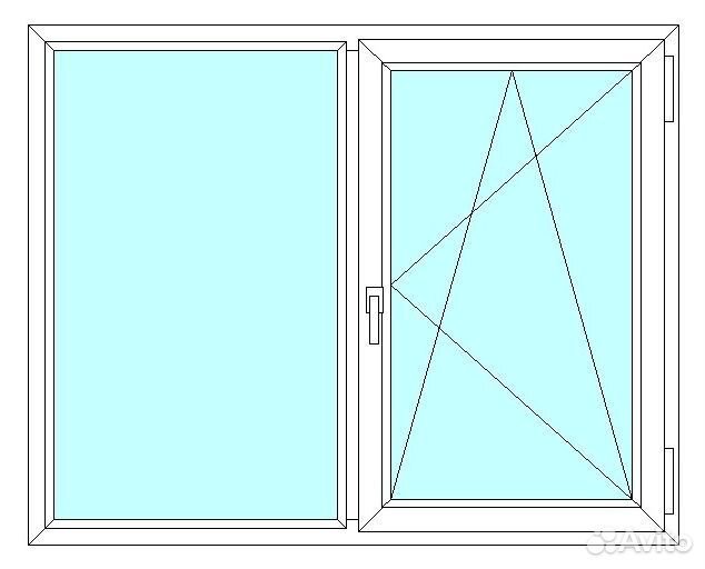 Окно veka WHS60, 2 ств., 2-кам. с/п, 1450x1400