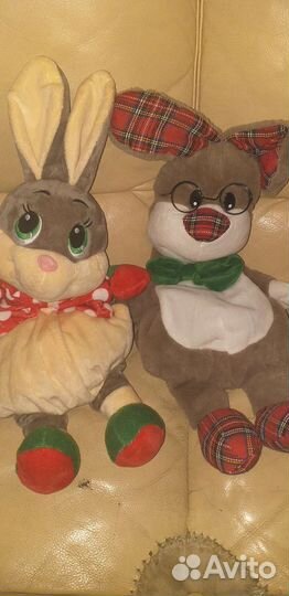 Зайчик и собачка. Мягкие игрушки с замочками