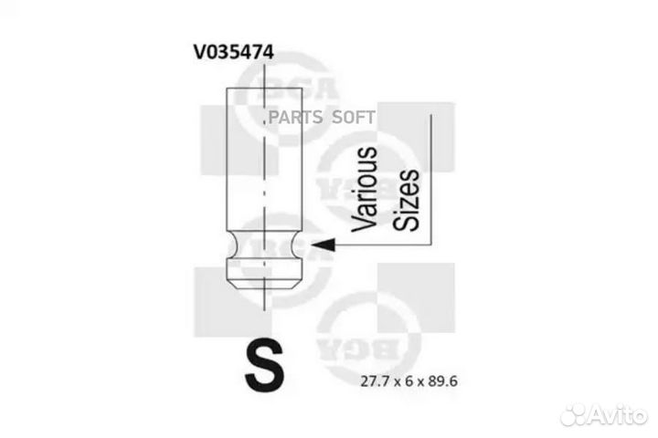 BGA V035474 клапан 27.8X6X89.6 IN ROV 1.4-1.8 16V 14K4 95