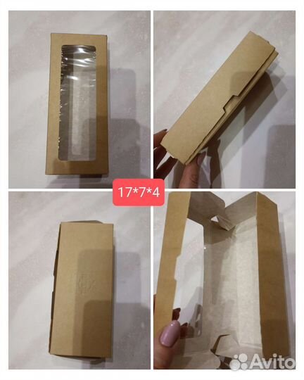 Коробка крафт с окном, наполнитель в ассортименте