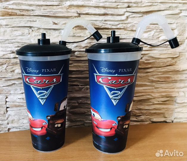 Стакан детский «Тачки» с трубочкой 0,5 л