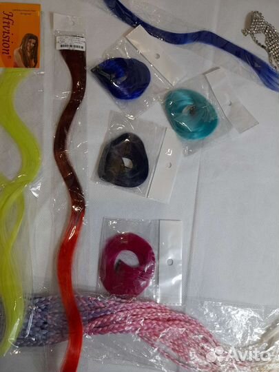 Шиньон(накладной хвост), канекалон, яркие пряди