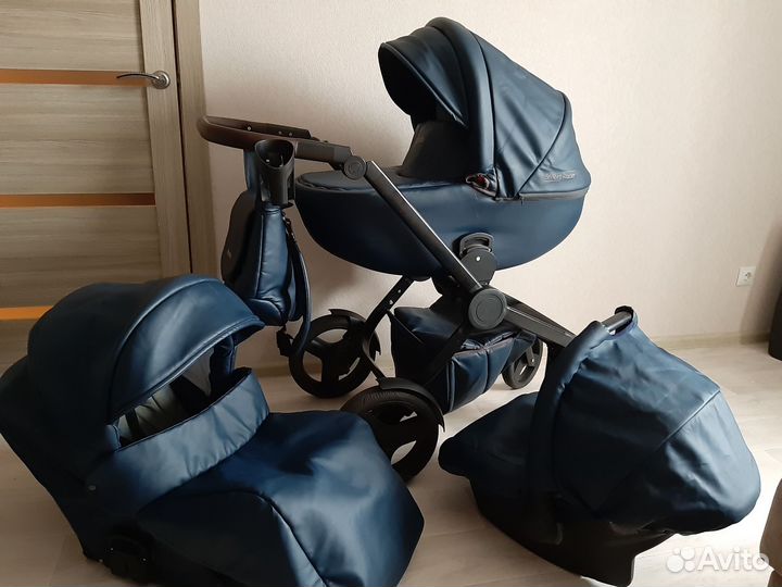 Коляска эко/кожа 3в1