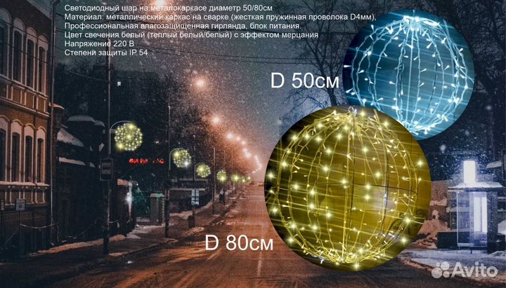 Новогодние световые фигуры, украшения, неон