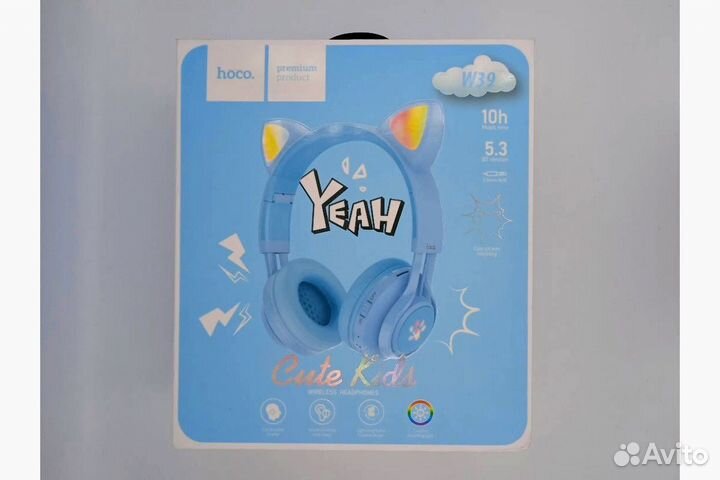 Беспроводные наушники с ушками и подсветкой hoco