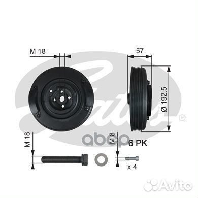 Шкив коленвала 7845-20045 TVD1033A Gates