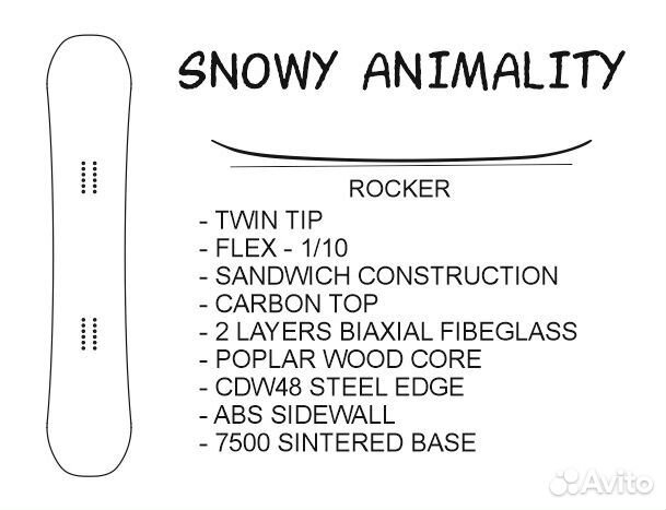 Сноуборд snowy animality mint