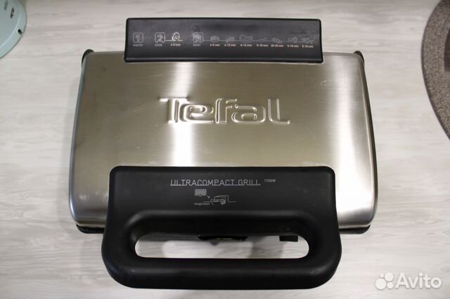 Гриль Tefal OptiGrill GC712D34 (с закрытым столом; 2000 Вт; цвет inox) - купить 