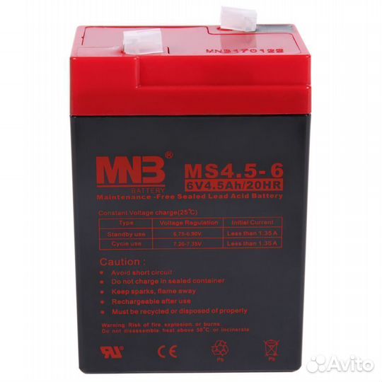 Ааккумулятор ибп MNB MS4.5-6 6V 4.5Ah 12В