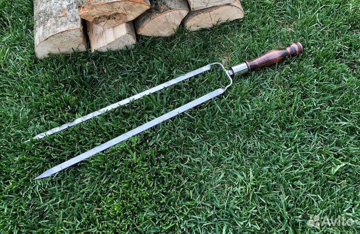 Шампур с деревянной ручкой двойные и тд