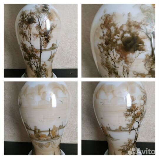 Высокая ваза СССР напольная роспись цвет стекло